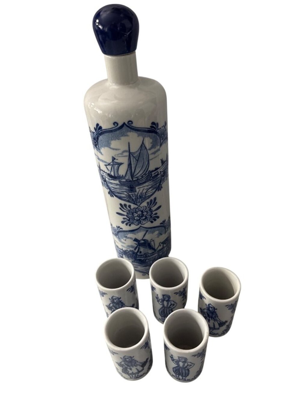 Delft Blue Ceramic Anheuser-Busch Blue Hollandia by Ceramarte Brazil Decanter &
